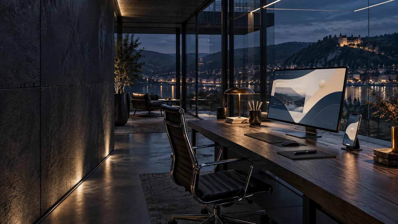 Digitales Designatelier mit Website auf Desktop und Smartphone
