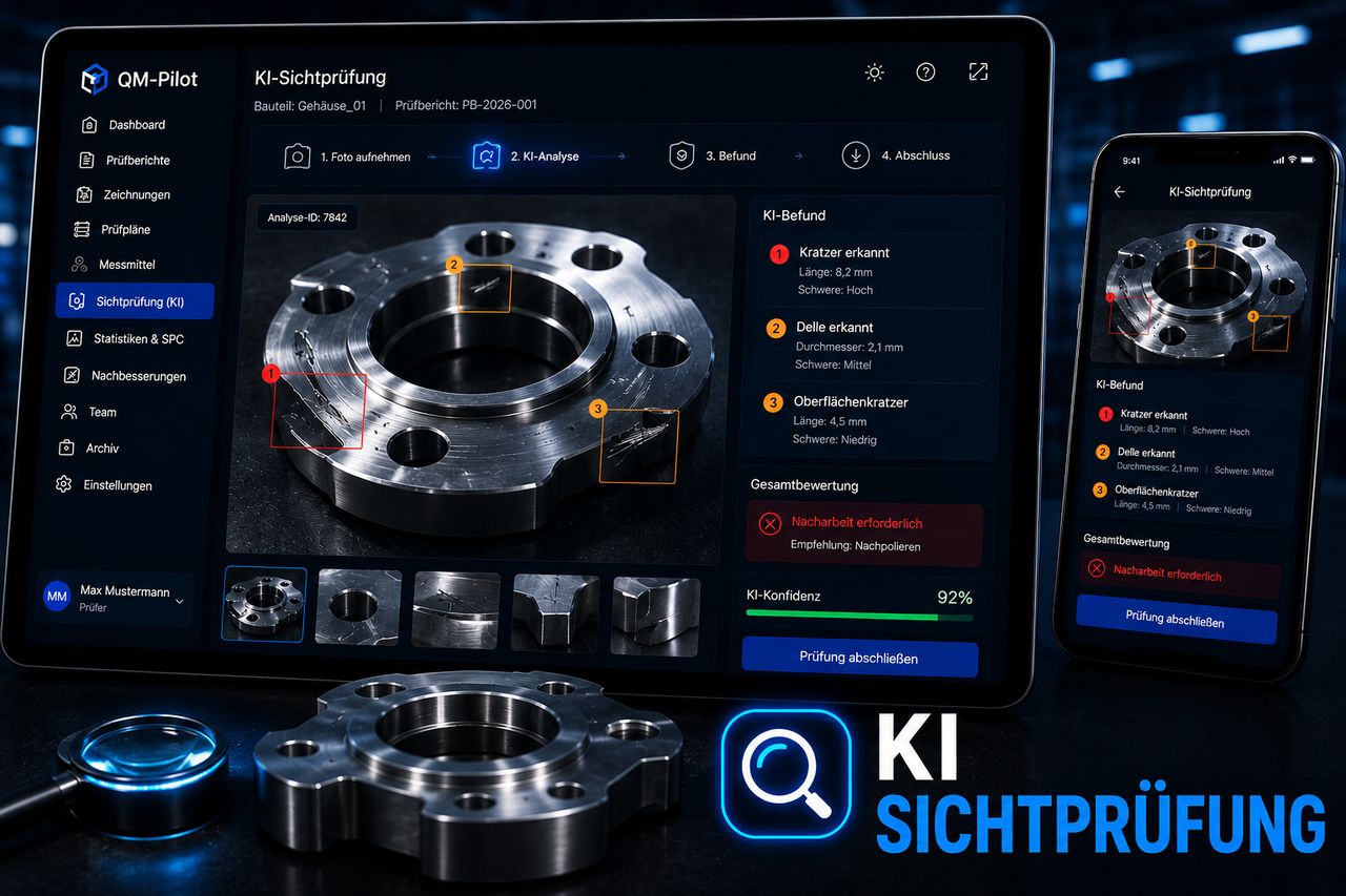 KI-Sichtprüfung im QM-Pilot: Oberflächenfehler automatisch per KI erkennen