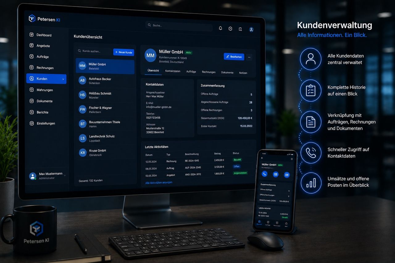 Kundenverwaltung im BüroPilot: Adressen, Kontakte und Umsatzhistorie