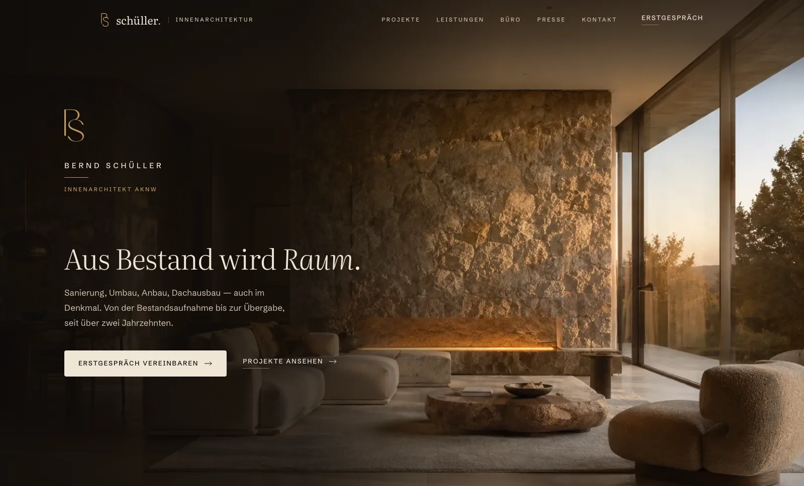 Website-Ansicht Bernd Schüller Innenarchitektur